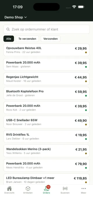 Orders in de rePricer-app.