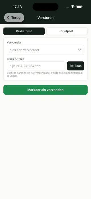 Order versturen in de rePricer-app.